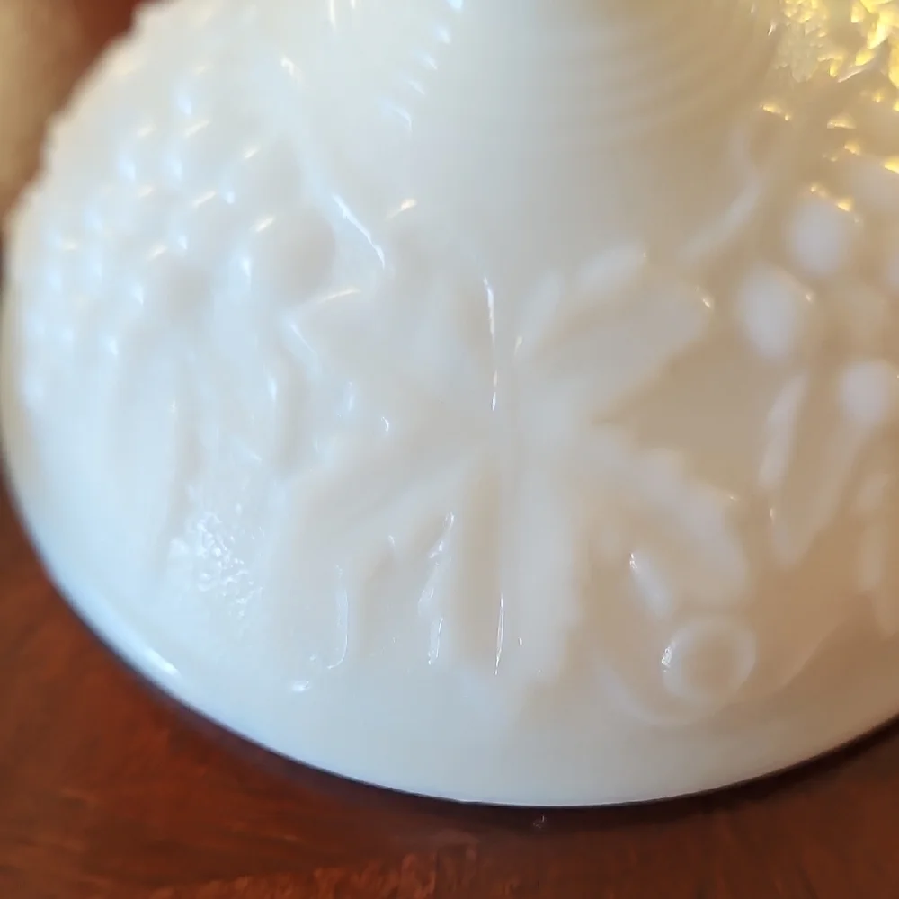 VTG Imperial Glass Milk Glass Grape Taper Candlestick Holders Pair, Ring of Fire
